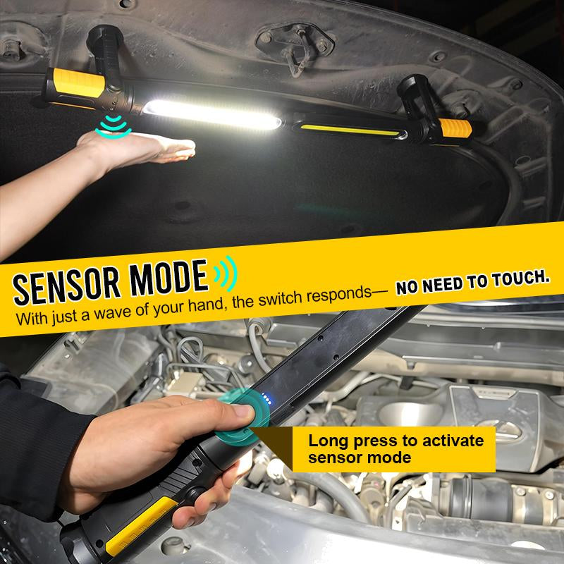 LED Work Light for Mechanics 2400LM Rechargeable Magnetic Hooks Remote Sensing USB Charging