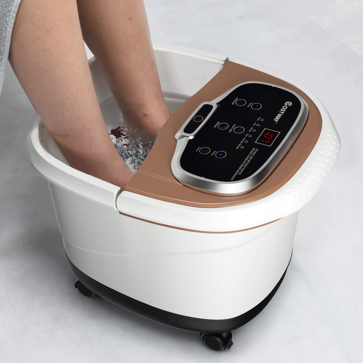 Massaggiatore Elettrico per Piedi, Massaggiatore Portatile Multifunzione Con Rulli Marrone