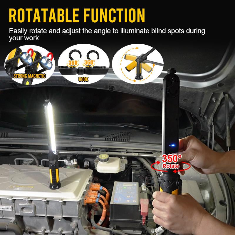 LED Work Light for Mechanics 2400LM Rechargeable Magnetic Hooks Remote Sensing USB Charging