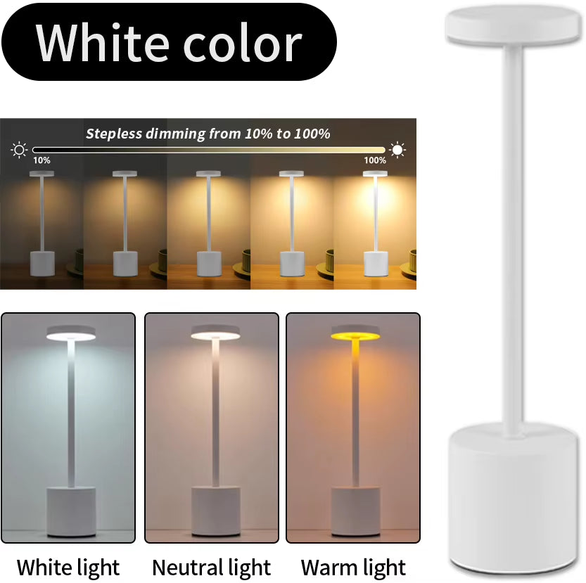 Classic Touch Sensor LED Table Lamp USB Rechargeable Desk Lamp 3 Colors Dimming Modern Bedside Decor Night Light Mood Lighting