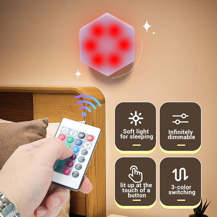 3/6Pcs Touch Control Hexagonal LED Wall Light,Honeycomb Lights, Touch Sensitive Wall Lights, Night Lights, Honeycomb Lights