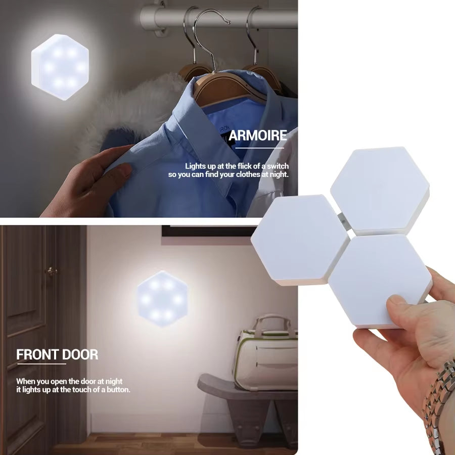 3/6Pcs Touch Control Hexagonal LED Wall Light,Honeycomb Lights, Touch Sensitive Wall Lights, Night Lights, Honeycomb Lights