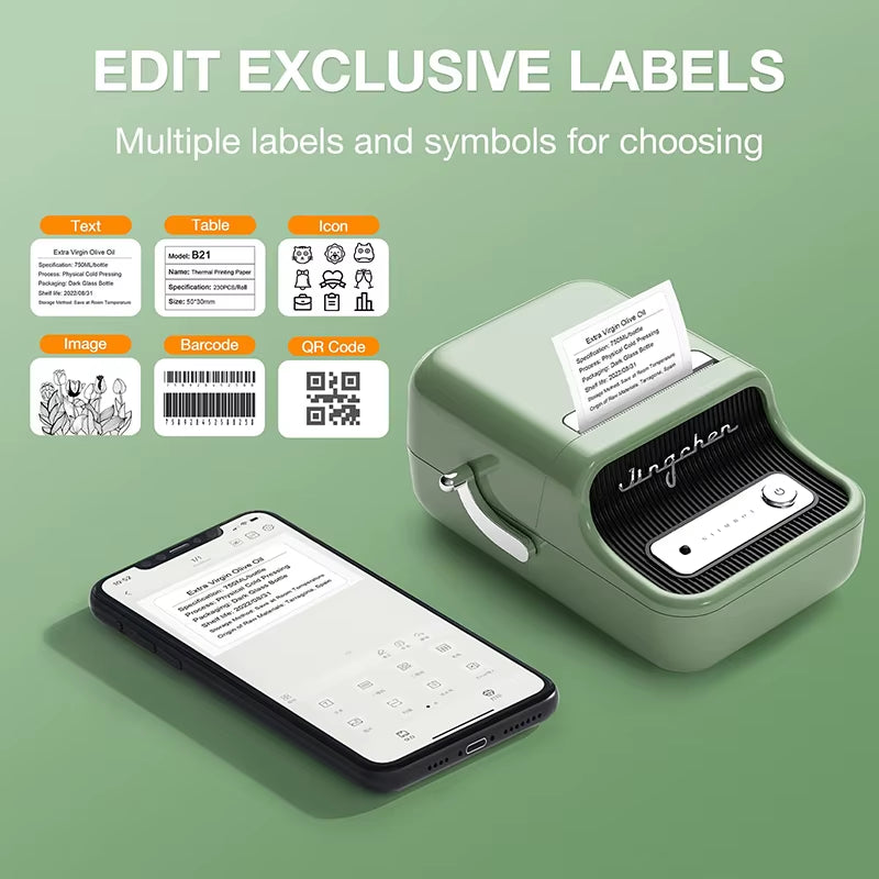 B21 Mini Portable Thermal Label Printer Mini Adhesive Sticker Printers for Home Office for Mobile Phone NEW