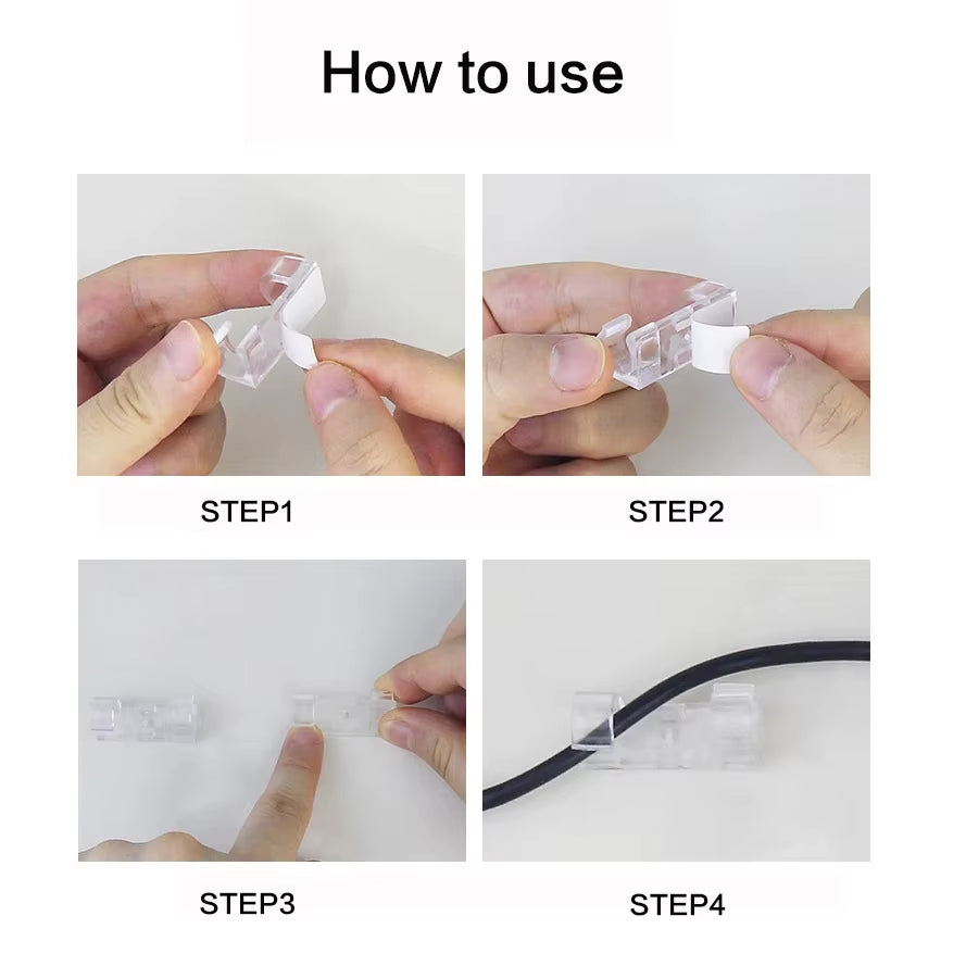 20Pcs Cable Organizer Clips Transparent Self-Adhesive Wire Management for Home Desk Office Kitchen Wire Clamp Manager