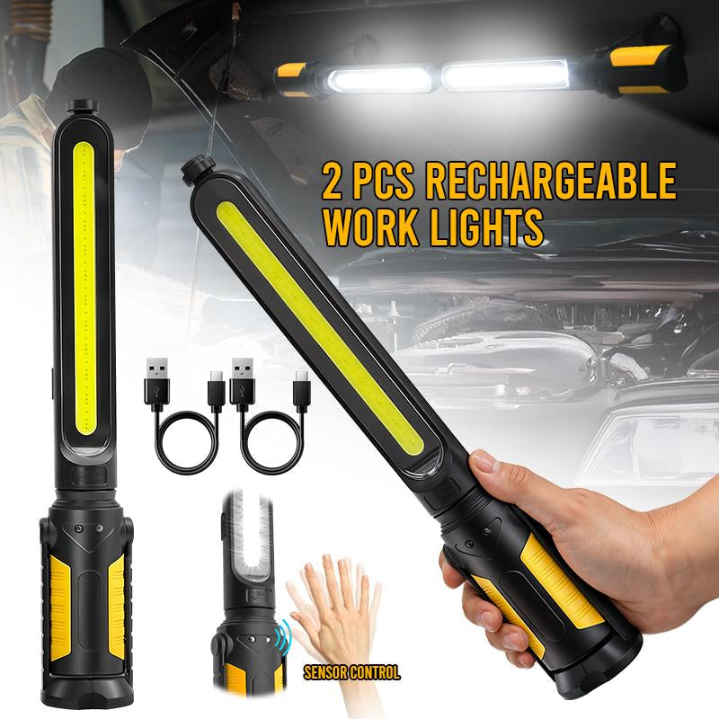 LED Work Light for Mechanics 2400LM Rechargeable Magnetic Hooks Remote Sensing USB Charging
