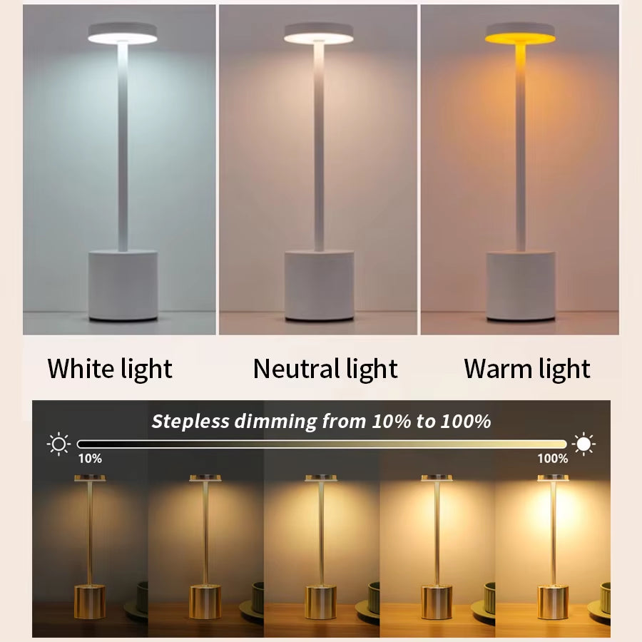 Classic Touch Sensor LED Table Lamp USB Rechargeable Desk Lamp 3 Colors Dimming Modern Bedside Decor Night Light Mood Lighting