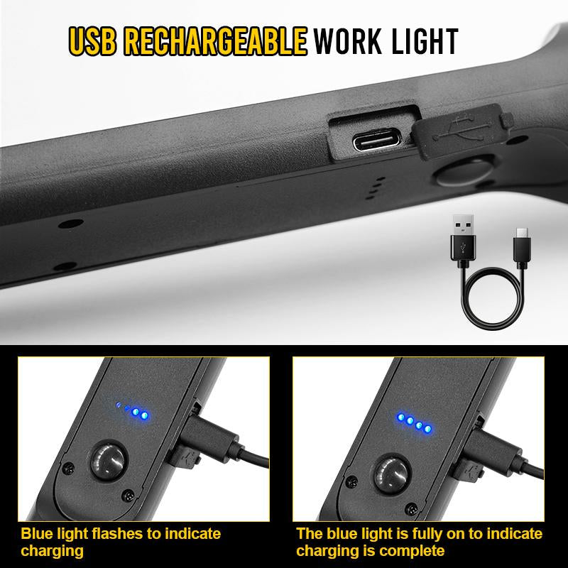 LED Work Light for Mechanics 2400LM Rechargeable Magnetic Hooks Remote Sensing USB Charging